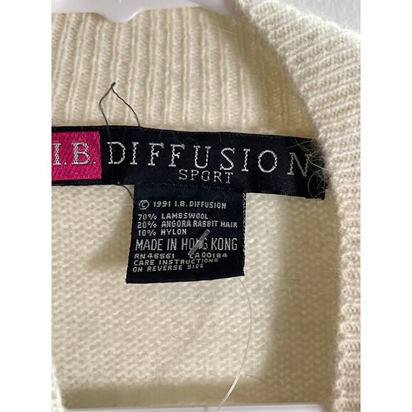 Vintage I.B. Diffusion Sport Deadstock Argyle Lambswool Blend Sweater Women's M - Picture 3 of 3